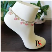 Gül Kuvars Doğal Taş Kadın Halhal - 2