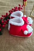 Bebek Çıngıraklı Panduf Yılbaşı Noel Botu Yeni Yıl Hediyesi Kırmızı Bebek Patiği - 2