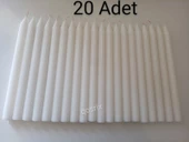 qosrix 20'li Beyaz Şamdan Soya Mumu 1. Kalite Soya Doğal Vanilya Kokulu Uzun Çubuk Konik Mum Dekoratif thumbnail 1