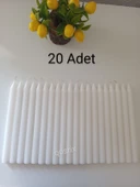 qosrix 20'li Beyaz Şamdan Soya Mumu 1. Kalite Soya Doğal Vanilya Kokulu Uzun Çubuk Konik Mum Dekoratif thumbnail 2