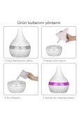 Japon Modeli  Hava Nemlendirici 7 Renk Ultrasonik Ahşap Görünüm Ledli Koku 300ml Aroma - 2