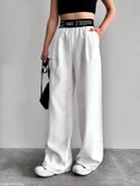 Ekru Beli Yazılı Pantolon - 2
