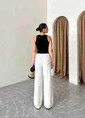 Taş Beli Lastikli Pamuklu Keten Pantolon - 7