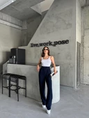 Parla Kadın Likralı Cırt Kapama Lacivert Palazzo Pantolon thumbnail 5