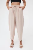 Krem Cepli Ayrobin Şalvar Pantolon - 5