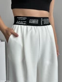 Ekru Beli Yazılı Pantolon - 5