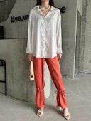 Kiremit Paçası Bağlama Detaylı Saten Pantolon thumbnail 3