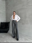 Antrasit Business Çift Pileli Pantolon - 7