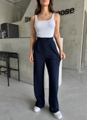 Parla Kadın Likralı Cırt Kapama Lacivert Palazzo Pantolon thumbnail 3