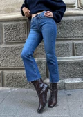 Mavi Renk Orijinal Marka Wide Leg Jean Pantolon - 1