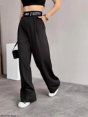 Siyah Beli Yazılı Pantolon - 4