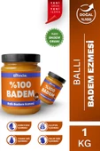Bi Fındık Ballı Badem Ezmesi Katkısız Taze Çekim Doğal Sürülebilir Kahvaltılık %80 Badem Ezmesi 1 Kilogram - 1