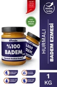 Bi Fındık Hurmalı Badem Ezmesi Katkısız Taze Çekim Doğal Sürülebilir Kahvaltılık %80 Badem Ezmesi 1 Kilogram - 1