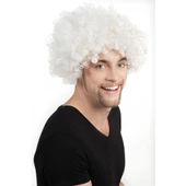 Beyaz Renk Kıvırcık Afro Bonus Peruk thumbnail 2
