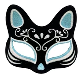 Siyah Renk Süet Kaplama Üzeri Gümüş Mavi Simli Kedi Maskesi 17x14 Cm thumbnail 1