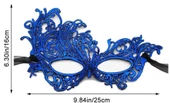 Mavi Renk Dantel Kesim Dantel İşlemeli Balo Parti Maskesi thumbnail 4
