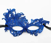 Mavi Renk Dantel Kesim Dantel İşlemeli Balo Parti Maskesi thumbnail 1