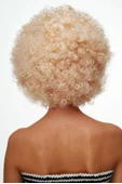 Altın Renk Kıvırcık Afro Bonus Peruk Saç Parti Peruğu Platin Gold thumbnail 4