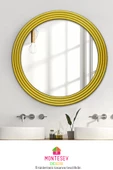 Zümrüt Ahşap  Gold Dekoratif Ayna Yuvarlak Ayna Işlemeli Banyo Aynası Duvar Aynası Tekli - 56 Cm - 1
