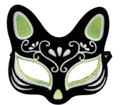 Siyah Renk Süet Kaplama Üzeri Gümüş Yeşil Simli Kedi Maskesi 17x14 Cm thumbnail 1