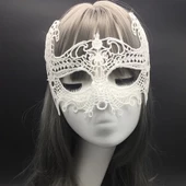 Beyaz Renk Dantel Kesim Dantel İşlemeli Balo Parti Maskesi 1 No thumbnail 4