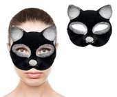 Siyah Renk Gümüş Simli Süet Kaplama Kedi Maskesi 18x14 Cm thumbnail 2