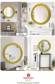 Zümrüt Ahşap  Gold Dekoratif Ayna Yuvarlak Ayna Işlemeli Banyo Aynası Duvar Aynası Tekli - 69 Cm - 5