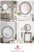 Zümrüt Ahşap Gümüş Dekoratif Ayna Yuvarlak Ayna Işlemeli Banyo Aynası Duvar Aynası Tekli - 56 Cm - 5