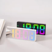RGB Renkli LED Ayna Tasarımlı Dekoratif Dijital Saat - 6