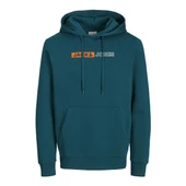 Jack & Jones 12233599 Jjecorp Logo Sweat Hood Petrol - 1
