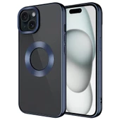Apple iPhone 15 Kılıf Tek Kamera Çerçeveli Logo Gösteren  Omega Kapak - 1