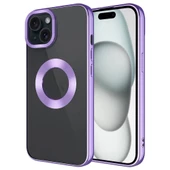 Apple iPhone 15 Kılıf Tek Kamera Çerçeveli Logo Gösteren  Omega Kapak - 5