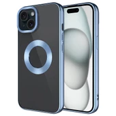 Apple iPhone 15 Kılıf Tek Kamera Çerçeveli Logo Gösteren  Omega Kapak - 4