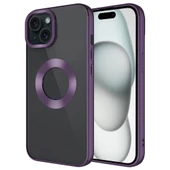 Apple iPhone 15 Kılıf Tek Kamera Çerçeveli Logo Gösteren  Omega Kapak - 6