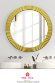 Safir Ahşap Gold Dekoratif Ayna Yuvarlak Ayna Işlemeli Duvar Aynası Banyo Aynası Ikili / 69 - 56 Cm - 4