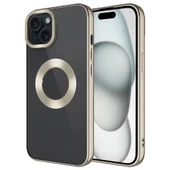 Apple iPhone 15 Kılıf Tek Kamera Çerçeveli Logo Gösteren  Omega Kapak - 9