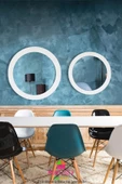 Safir Ahşap Beyaz Dekoratif Ayna Yuvarlak Ayna Işlemeli Duvar Aynası Banyo Aynası Ikili / 56 - 43 Cm - 1