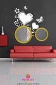 Zümrüt Ahşap Gold Dekoratif Ayna Yuvarlak Ayna Işlemeli Banyo Aynası Duvar Aynası Ikili / 69 - 56 Cm - 3