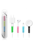 2 PAKET Iphone Spiral Kablo Koruyucu Silikon Kablo Koruyucu Şarj Aleti Koruyucu Kulaklık Koruyucu - 2