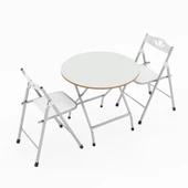 Eportatif Katlanır Masa ve 2 Adet Sandalye Seti Beyaz 1457 thumbnail 4