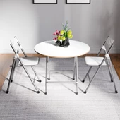 Eportatif Katlanır Masa ve 2 Adet Sandalye Seti Beyaz 1457 thumbnail 3