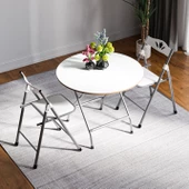 Eportatif Katlanır Masa ve 2 Adet Sandalye Seti Beyaz 1457 thumbnail 2