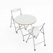 Eportatif Katlanır Masa ve 2 Adet Sandalye Seti Beyaz 1457 thumbnail 5