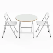 Eportatif Katlanır Masa ve 2 Adet Sandalye Seti Beyaz 1457 thumbnail 6