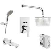 Artema A49280 Root Square 6 Parça Krom Ankastre Duş Seti - 1
