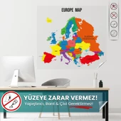 Avrupa Haritası, İz Bırakmaz, Yapışkansız Kendiliğinden Tutunan, Pratik, Statik Akıllı Kağıt Harita - 1