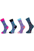 4'lü Desenli Unisex Esnek Nem Alabilen Pamuklu Soket Çoraplar thumbnail 1
