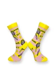 Tekli Sarı Renkli Unisex Esnek Nem Alabilen Pamuklu Tenis Desenli Soket Çorap thumbnail 2