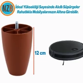 Mobilya Yükseltici Sehpa Kanepe Ünite Koltuk Ayağı Baza Ayakları Kahverengi Oval Plastik Ayak 12 cm thumbnail 2