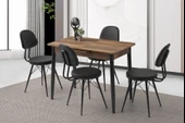 Açılır 60x100 Cm Mini Silva Ceviz Masa 4 Adet Ece Sandalye Takım - 1